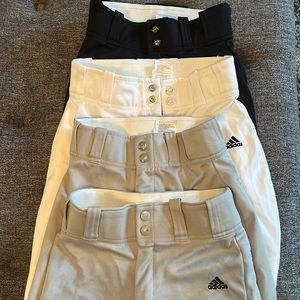 Baseball pants size youth small, 4 pairs-2gray, 1 black, 1 white